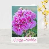 Roze geraniums op verjaardagskaart kaart (Gele Bloem)