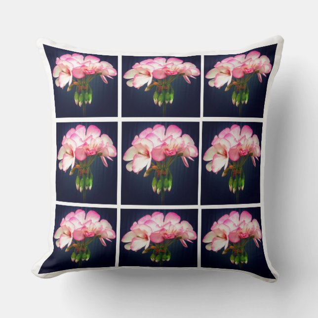  roze Geraniums Pillow Kussen (Voorkant)