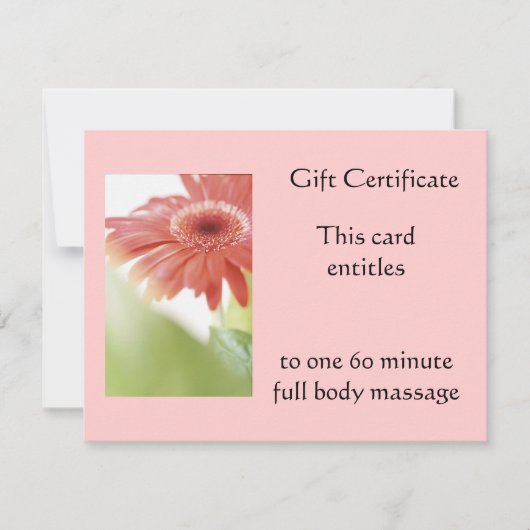 Roze Gerbena Gift Certificate (Voorkant)