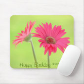  roze Gerber Daisies over Groen Muismat (Met muis)