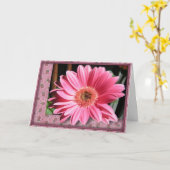 Roze Gerber Daisy Birthday Kaart (groot afdrukken) (Gele Bloem)