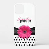 Roze Gerber Daisy Black Polka Dot iPhone 6 hoesje (Achterkant)