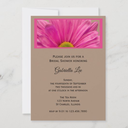Roze Gerber Daisy Flower Bridal Shower Invitation Kaart (Voorkant)