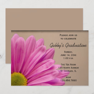 Roze Gerber Daisy Graduation Party Uitnodiging