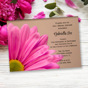 Roze Gerber Daisy op Tan Vrijgezellenfeest Kaart