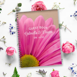 Roze Gerber Daisy op Tan Wedding Notitieboek