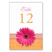Roze Gerber Daisy Sinaasappel Plaid Ribbon bruilof Kaart (Achterkant)