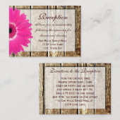 Roze Gerber Daisy Wedding Reception Direction Card Informatiekaartje (Voorkant / Achterkant)