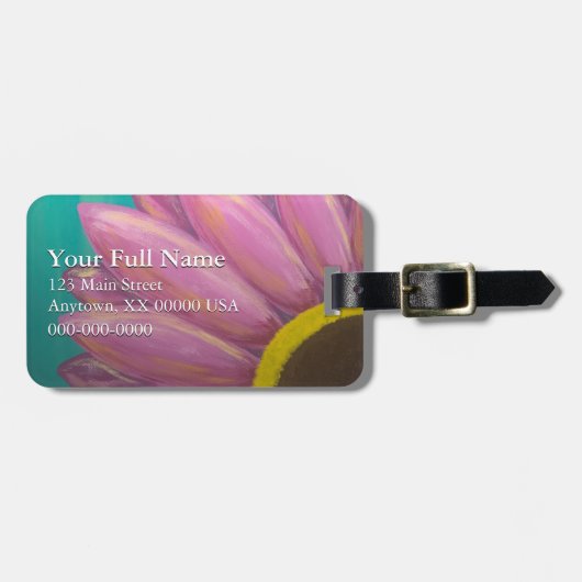 Roze Gerbera Aanpasbare Bagage Label (Voorkant horizontaal)