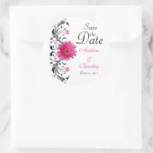 Roze Gerbera Bloemenbruiloft Save the Date Sticker (Tas)