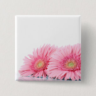 Roze Gerbera Daisies Elegant Photography Vierkante Button 5,1 Cm
