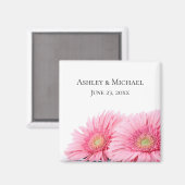 Roze Gerbera Daisies Elegant Photography Wedding Magneet (Voorkant / Achterkant)
