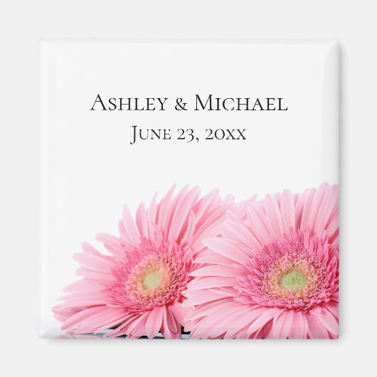 Roze Gerbera Daisies Elegant Photography Wedding Magneet (Voorkant)