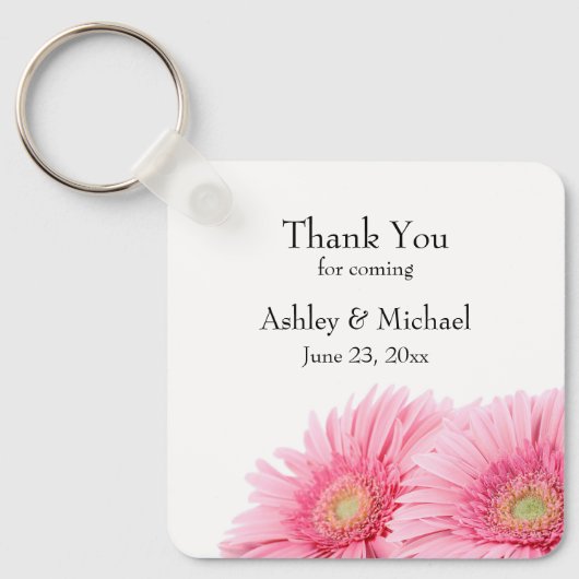 Roze Gerbera Daisies Elegant Photography Wedding Sleutelhanger (Voorkant)
