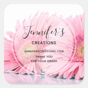 Roze Gerbera Daisies Foto - Zakelijk bedankt Vierkante Sticker