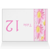 Roze Gerbera Daisies op White Table Number Kaart (Binnen Horizontaal (Boven))