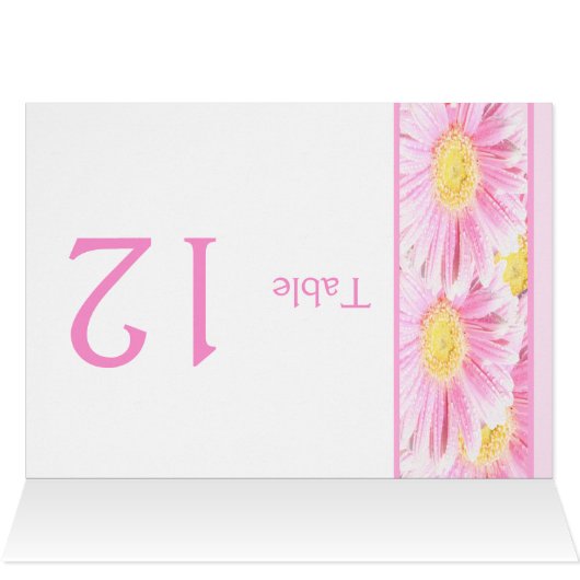 Roze Gerbera Daisies op White Table Number Kaart (Binnen Horizontaal (Boven))