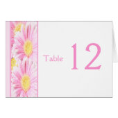 Roze Gerbera Daisies op White Table Number Kaart (Voorkant Horizontaal)