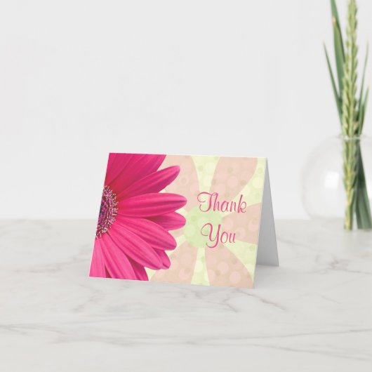 Roze Gerbera Daisy Baby shower Bedankt Card (Voorkant)