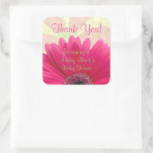 Roze Gerbera Daisy Baby shower Dank u Vierkante Sticker (Tas)