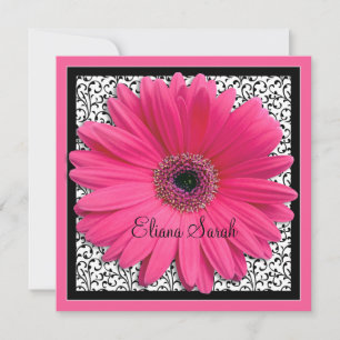 Roze Gerbera Daisy Bat Mitzvah Uitnodiging