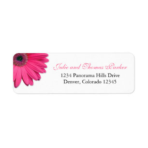 Roze Gerbera Daisy Bruiloft Eenvoudig Retouradres Etiket
