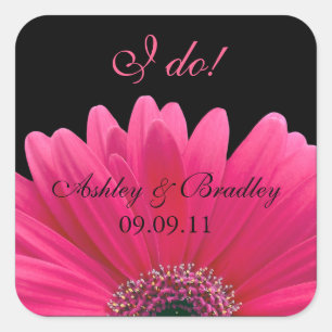 Roze Gerbera Daisy Bruiloft Sticker Envelope Seal