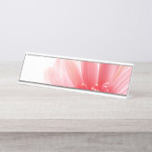 Roze Gerbera Daisy Bureau Naambordje (Voorkant)