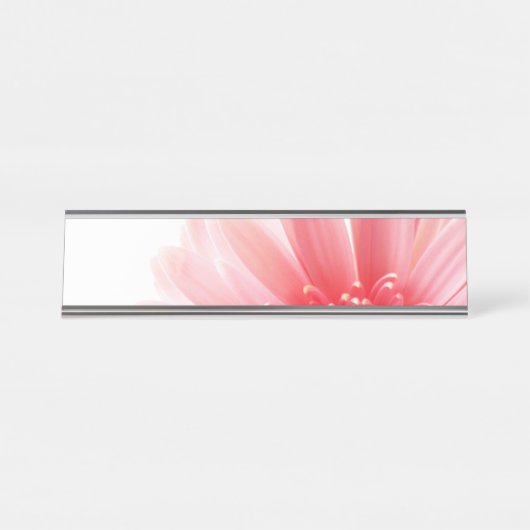 Roze Gerbera Daisy Bureau Naambordje (Voorkant)
