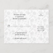Roze Gerbera Daisy Damask Bruiloft RSVP Briefkaart (Achterkant)
