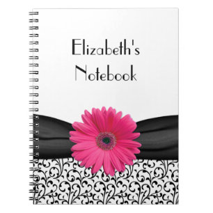 Roze Gerbera Daisy Damask Gepersonaliseerd Notitie Notitieboek