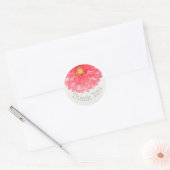 Roze Gerbera Daisy Eggshell Wit Dank u Ronde Sticker (Envelop)