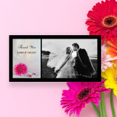 Roze Gerbera Daisy en Buttonnen bruiloft Dank u Bedankkaart