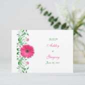 Roze Gerbera Daisy Green Bloemen Beantwoorden Kaar RSVP Kaartje (Staand voorkant)