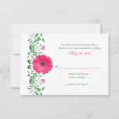 Roze Gerbera Daisy Green Bloemen Beantwoorden Kaar RSVP Kaartje (Achterkant)