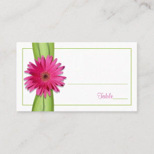 Roze Gerbera Daisy Green Ribbon Place Card Plaatskaartje