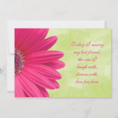 Roze Gerbera Daisy Green Wedding Invitation Kaart (Achterkant)