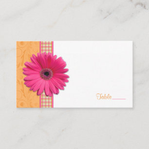 Roze Gerbera Daisy Plaid Lint Trouwplaats Kaart Plaatskaartje