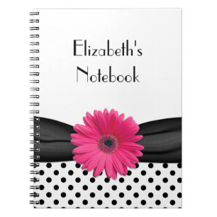 Roze Gerbera Daisy Polka Dot Gepersonaliseerd Noti Notitieboek