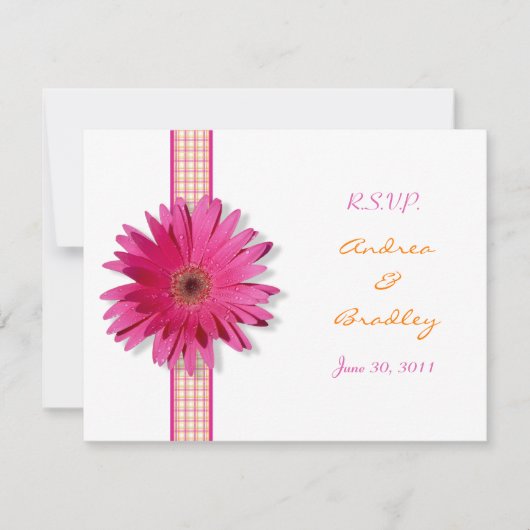 Roze Gerbera Daisy Response Kaart (Voorkant)