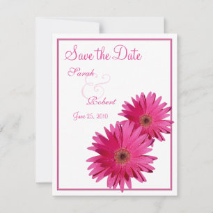 Roze Gerbera Daisy Save the Date Kaart