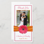 Roze Gerbera Daisy Sinaasappel lint bruiloft dank Bedankkaart (Voorkant / Achterkant)