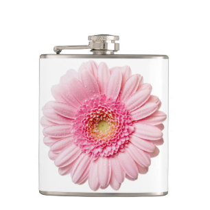 Roze Gerbera Daisy Vinyl Wrapped Kolf Heupfles