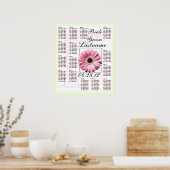 Roze Gerbera Daisy Wedding Guest Seating Chart Poster (Keuken)