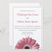 Roze Gerbera Daisy Wedding Invitation Kaart (Voorkant / Achterkant)