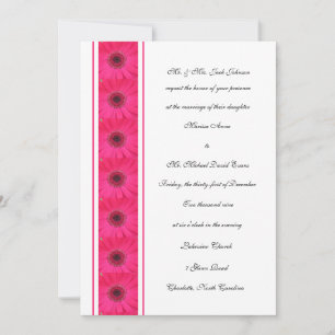 Roze Gerbera Daisy Wedding Invitation Kaart