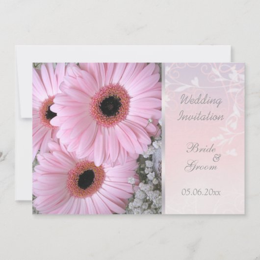 Roze Gerbera daisy Wedding Uitnodiging (Voorkant)