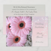 Roze Gerbera daisy Wedding Uitnodiging (Voorkant / Achterkant)
