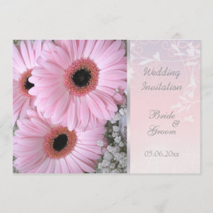 Roze Gerbera daisy Wedding Uitnodiging