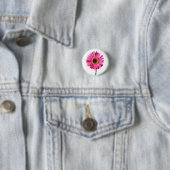 Roze Gerbera Flower Button / Badge (In situ)